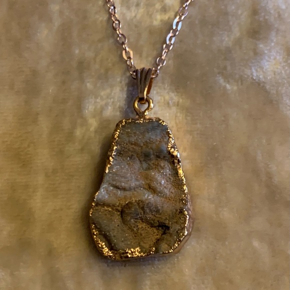 Galaxy Quartz Pendant and Rose Gold Necklace - Picture 2 of 9